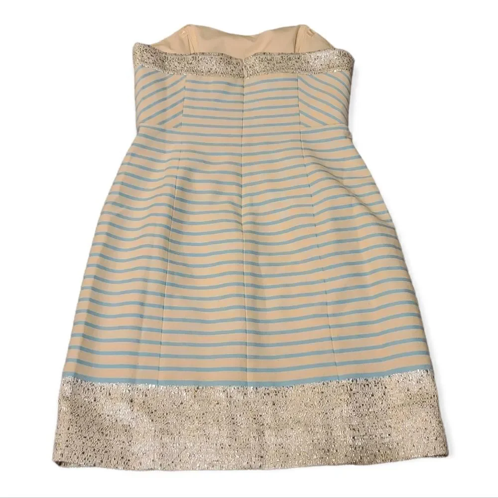 LILLY PULITZER Strapless Remi Blue Horizon Metallic Dress  Size 00 New - Picture 4 of 6